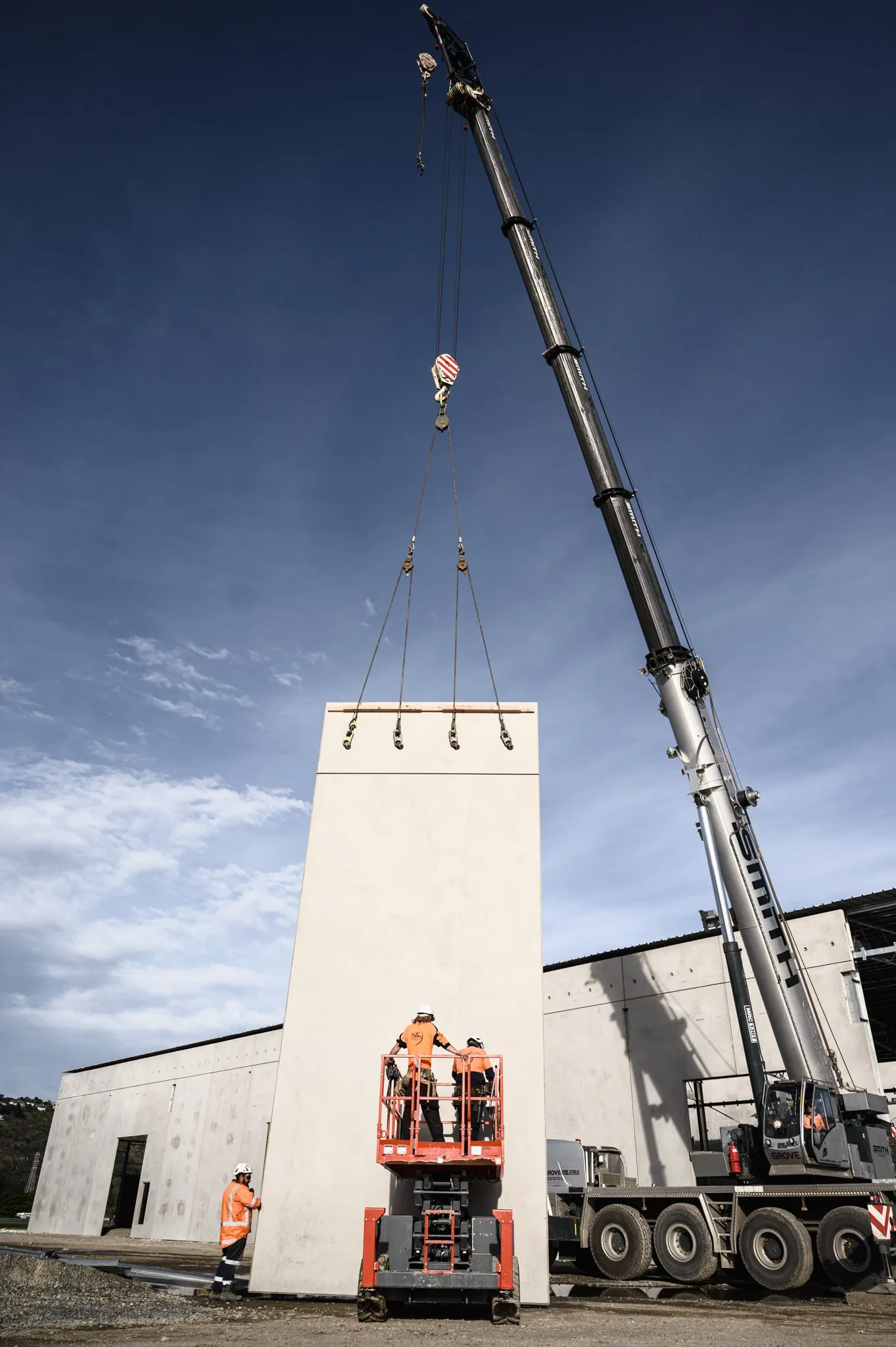 concrete panel blue sky crane
