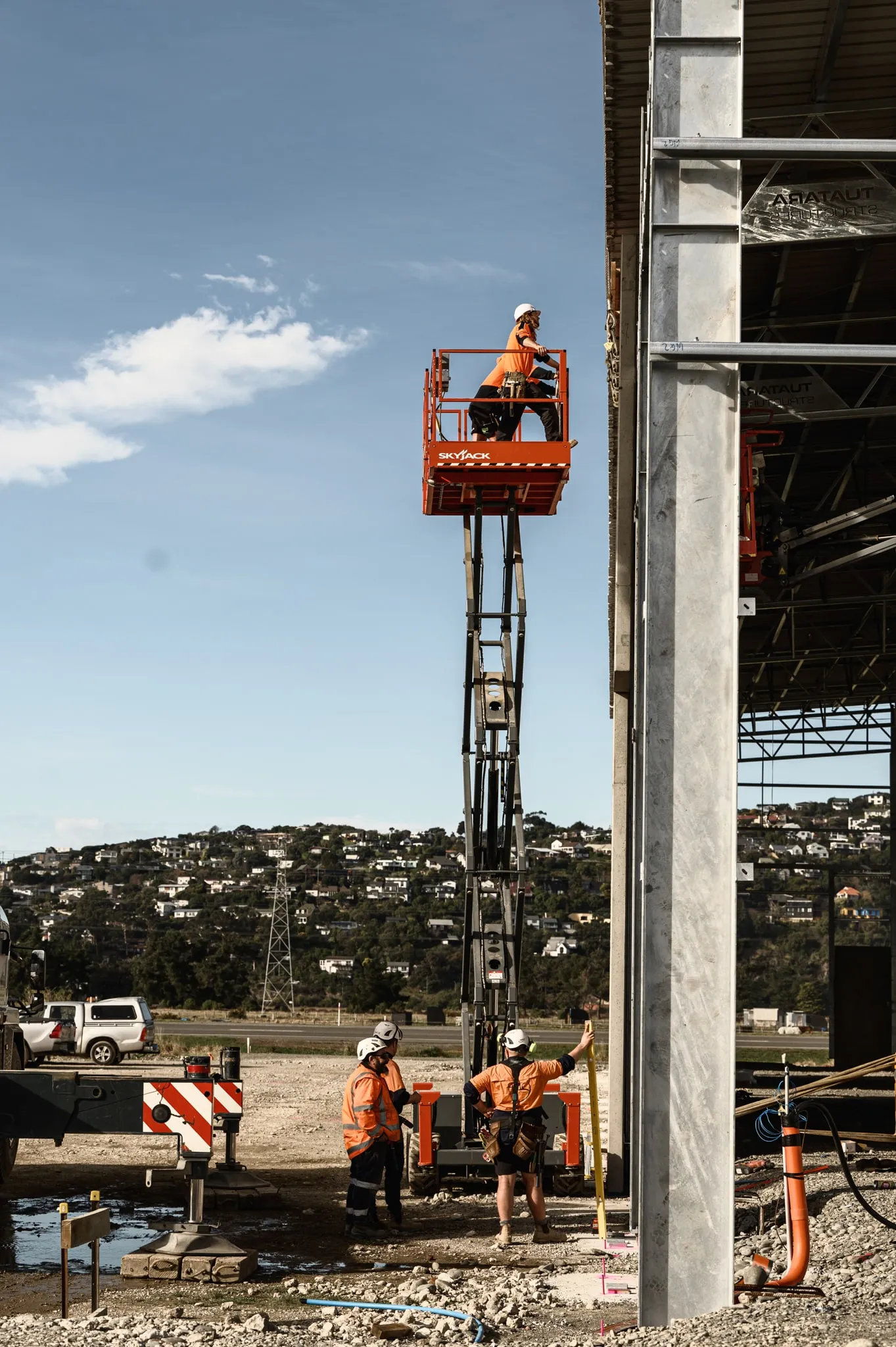 scissor lift on construction site