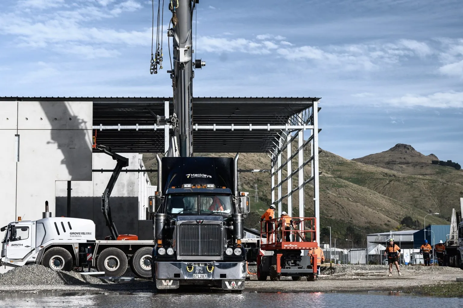 black truck on construction site